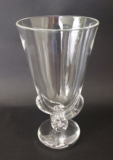 Signed Steuben Clear Crystal Twist Form Art Glass Vase