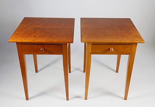 Pair of Stephen Swift Cherry Hepplewhite Style One Drawer Tables