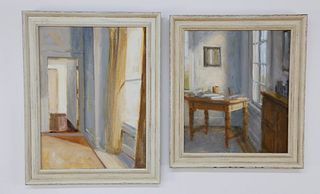 Joan Griswold Oil on Canvas "The Guest Room" and "Corner Desk"