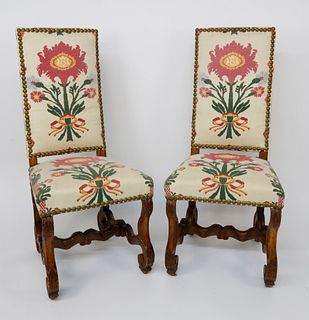 Pair of English Upholstered High Back Chairs