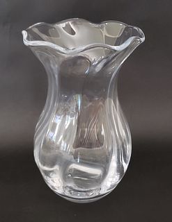 Vintage Simon Pearce Hand Blown Clear Crystal Vase