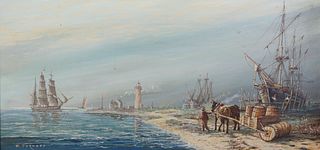 Frederick Tordoff Oil on Canvas "Brant Point - Nantucket in the 19th Century"