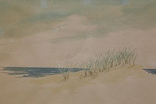 Richard C. Beer Watercolor on Paper "Sand Dune with Beach Grass"