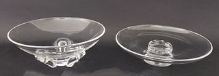 Signed Steuben Clear Crystal Bowl and Compote