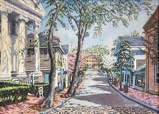 Paul Arsenault Oil on Canvas "Centre Street, Nantucket"