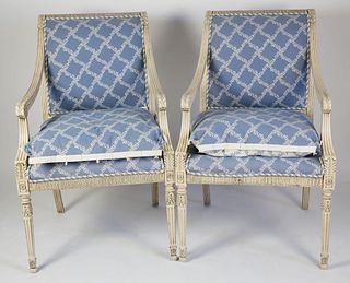 Pair of Louis XVI Style Open Armchairs
