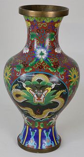Chinese Cloissone Dragon Decorated Vase, Qing Dynasty, Late 19th Century