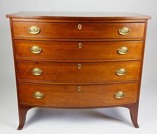 American Cherry Bow Front Chest of Drawers, circa 1810