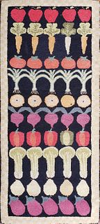 Vintage Claire Murray Fruit and Vegetable Hooked Rug Runner