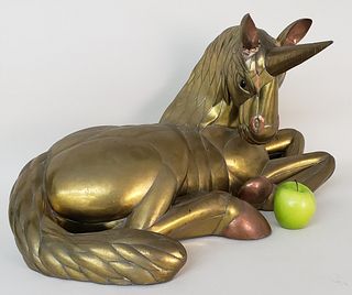 Sergio Bustamante Brass and Copper Figural Unicorn Sculpture
