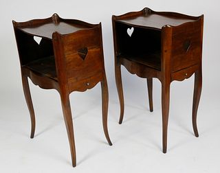 Pair of French Walnut One Drawer Stands, 19th century