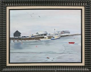 Oil on Canvas "Steamboat Wharf in Winter"