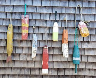 Collection of 7 Vintage Nantucket Hand Carved and Painted Buoys