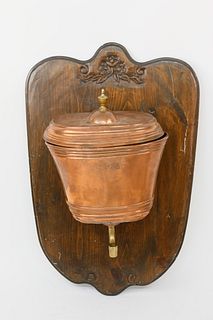 Copper Lavabo Mounted on Wood Plaque