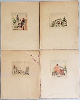 Four Doris and Richard Beer Nantucket Watercolors