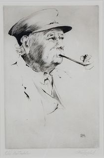 Emily Hall Engraving "Old Nantucketer"