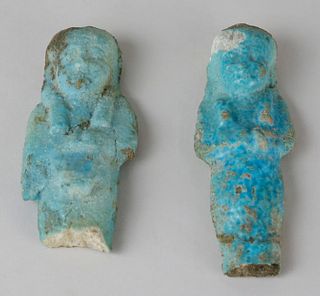Two Egyptian Blue Faience Ushabti Late Ptolemaic, circa 305-30 B.C.
