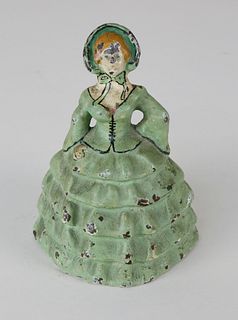 Antique Figural Cast Iron Doorstop of a Bonneted Lady