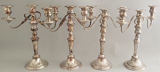 Four Antique English Silver Plate Candelabras
