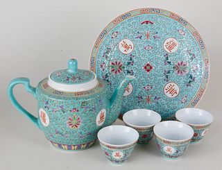 Six Piece Chinese Porcelain Tea Set