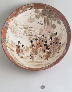 Large 19th Century Satsuma Porcelain Punch Bowl