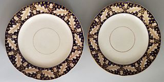Pair of 19th Century Continental Cobalt and Acorn Dinner Plates