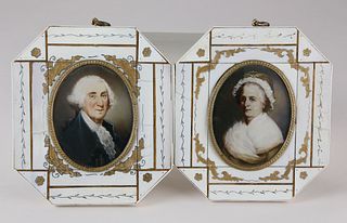 Pair of Miniature Portraits of George and Martha Washington, late 19th century