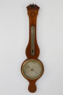George III Inlaid Mahogany Wheel Barometer, c. 1790-1800