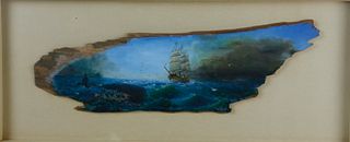 Christopher Robbins, Oil on Irregular/Free Form Panel, "Whaling Between Storms"