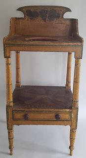 19th Century Sheraton Grain and Paint Decorated Washstand