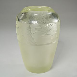 Orient & Flume, Art Deco style carved glass vase