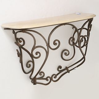 Designer marble top wrought iron wall console
