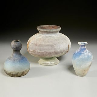 (3) Italian scavo glass vases