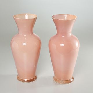 Pair Murano style pink glass vases