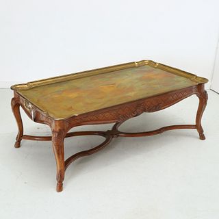 Yale Burge style brass tray coffee table
