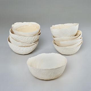 (12) delicate ceramic cantaloupe bowls