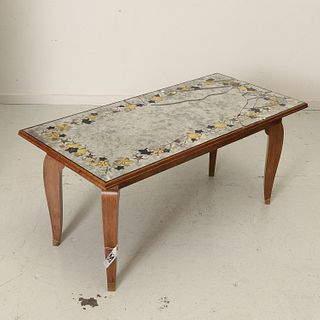 Signed Jules Leleu coffee table, pre-restoration