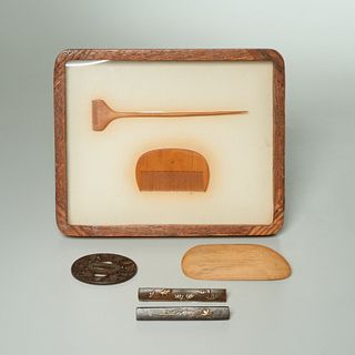 Japanese bronze and wood accessories