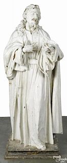 Italian carved and painted Jesus statue, 18th c, 71 1/2" h.