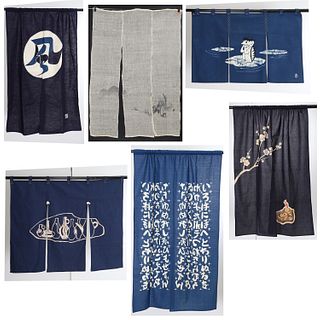(5) Vintage Japanese noren and curtain, ex-museum