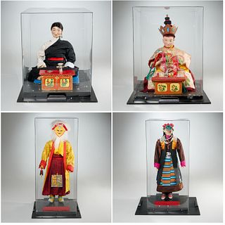 (4) large Tibetan costumed figures, ex-museum