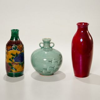 (3) Asian style procelain vases