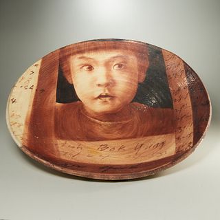 Chinese Contemporary School, large pottery charger