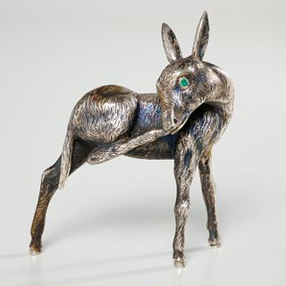 Continental .916 silver figure of a donkey