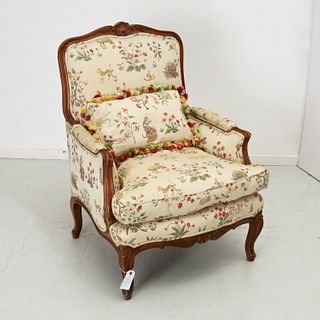 Louis XV style bergere with Scalamandre upholstery