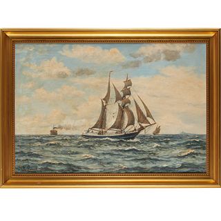 Frantz Landt, maritime painting, oil on canvas