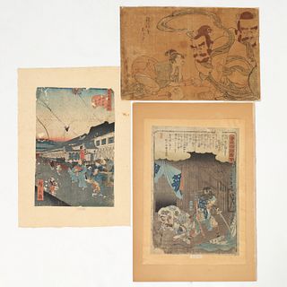 (3) Japanese woodblock prints, 18th & 19th c.