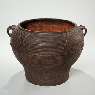 Antique Japanese cast iron cauldron