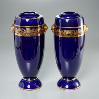 Pair Maurice Pinon Art Deco porcelain vases
