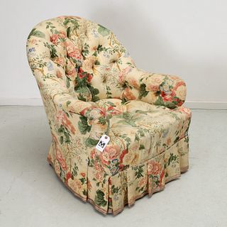 Parish Hadley, custom floral upholstered bergere